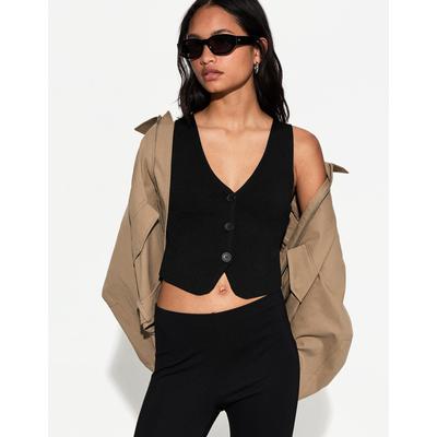 Bershka V-Neck Vest Women Xs Black