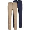 Chinohose JACK & JONES "SLIM FIT MARCO 2PCS", Herren, Gr. 34, Länge 34, beige, Twill, Web, Obermaterial: 98% Baumwolle, 2% Elasthan, modisch, schmal lang, Hosen