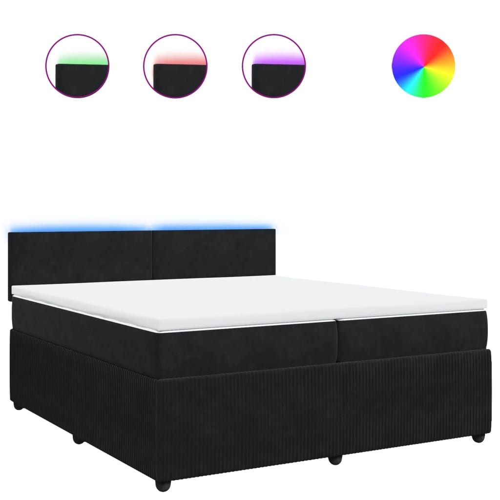 vidaXL Boxspringbett mit Matratze Schwarz 200x200 cm Samt Image