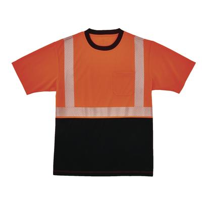 ergodyne GloWear 8280BK Class 2 Performance T-Shirt with Black Bottom, 9X-Large Long, Orange (EGO22623)