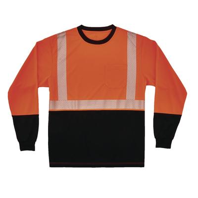 ergodyne GloWear 8281BK Class 2 Long Sleeve Shirt with Black Bottom, 10X-Large Long, Orange (EGO22924)