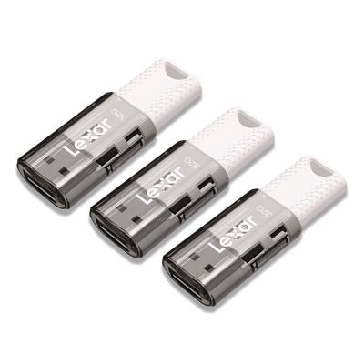 Lexar JumpDrive S60 USB 2.0 Flash Drive, 32 GB, Gray/White, 3/Pack (LXRLJDS6032GB3N)
