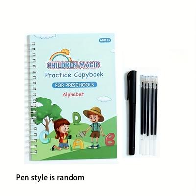 TEMU 1pc - Educational Book Set - Writing Notebooks With Pen, 5 Refills & Stand - Workbook For Young