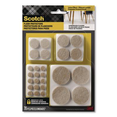 Scotch Felt Pad Protectors, Assorted Round, Beige, 78/Pack (MMMSP855NA)