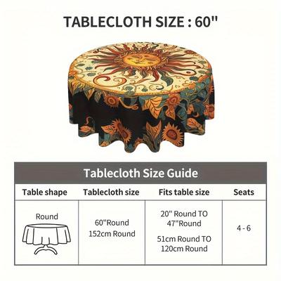 TEMU 3d Round Tablecloth - - Polyester, For & Dining Decor