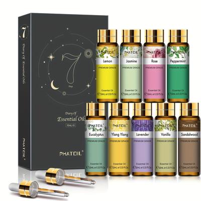 TEMU Phatoil 9pcs 10ml/0.33fl.oz Essential Oils Set For Diffusers Humidifier Reed Diffuser