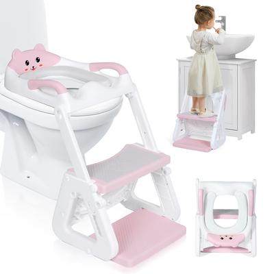 TEMU Potty Training Toilet Seat With Step Stool Ladder, Detachable Triangular -in-1 Toddler Toilet Seat With Guard, Anti-slip Pad, Stool