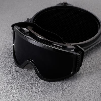 TEMU Unisex Black Ski Goggles With Large Frame - Windproof, Tpu Material, Adjustable Strap, Snowboarding, Ice Skating, And Winter Sports, Outdoor Snow Activities | Unisex Goggles | Tpu Construction