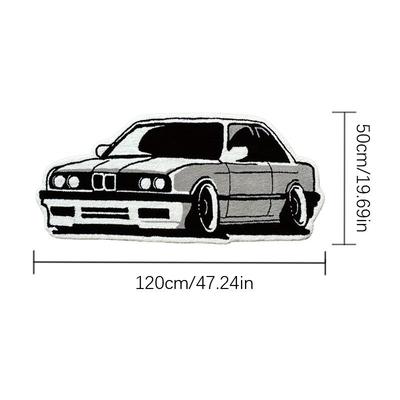 TEMU Luxurious Plush Vintage Car-shaped Mat - Cashmere, 10mm Thick, Washable & Non-slip, Boys' Bedroom, Living Room, Or Study Area Decor, Rugs For Living Room Image