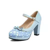 Polka Dot Lolita Pumps Plateau Damen Heels Schuhe 2025 Rosa Mary Janes Schuhe 8,5 cm Größe 48, mit