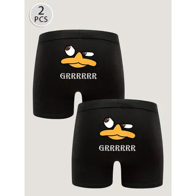 2 Stück Herren-Boxershorts mit Neuheitsmuster, Entendruck, lustige und weiche Unterwäsche-Shorts Image