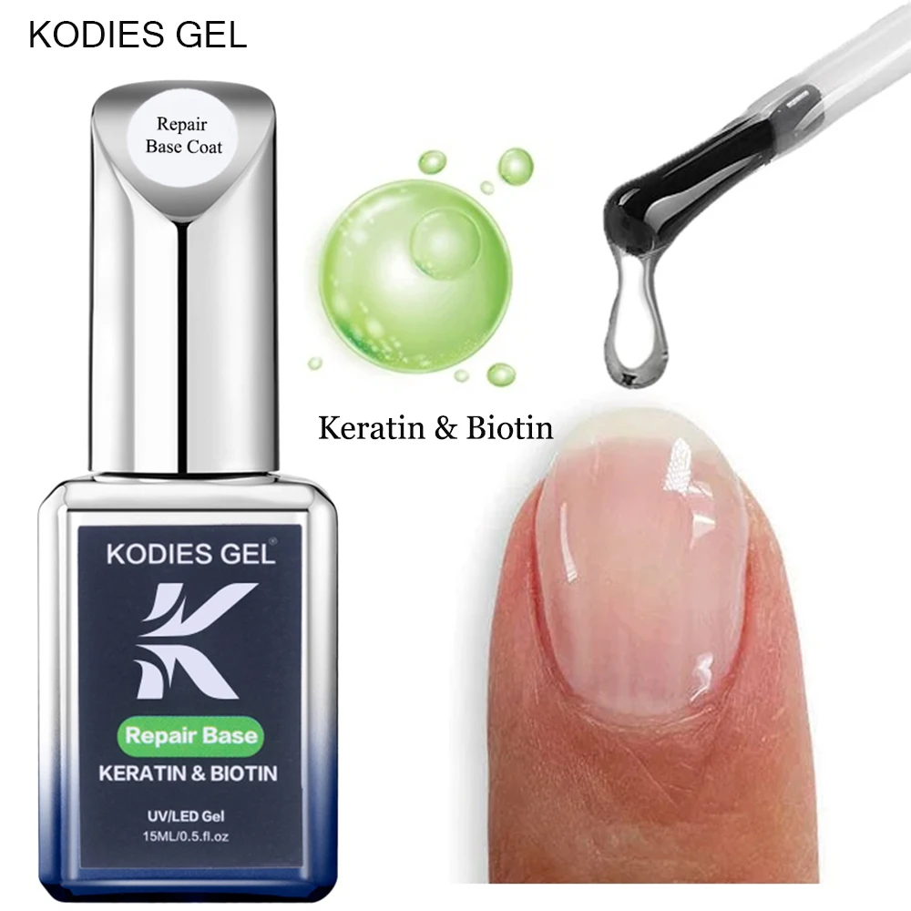 KODIES GEL Reparatur Basislack Keratin Protein Basis Gel Nagellack 15ML Klar Semi Permanent UV Schutz Gel Nail art Behandlung Image