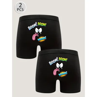 Weiche Herrenunterwäsche mit lustigem Emoji-Aufdruck, 2-teilig, atmungsaktive Boxershorts, Übergröße XL XXL Image