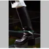 Lady Mirror Patent PU Knie Schnalle Riemen Stiefel Wohnungen Kausal Neu Kommen Runway Stiefel Y2K Punk Knie Muti-Schnalle Riemen Stiefel Größe 46