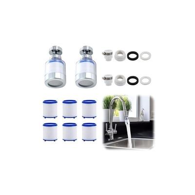 Keyoung - Wasserfilter Wasserhahn,2 Stück Wasserfilter Entkalker mit 6 Stück Filterelement und 2