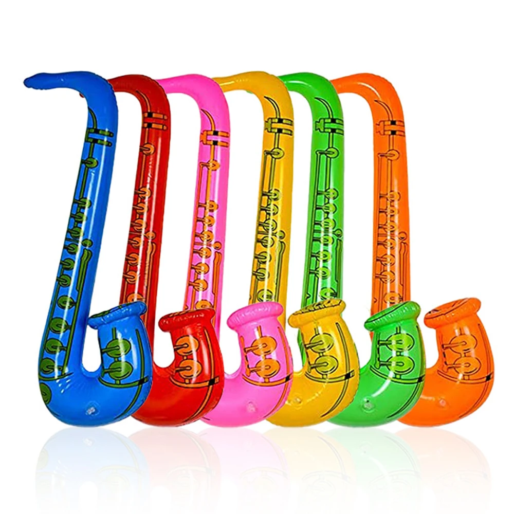 4 Pcs Randomly Colored 70cm Inflatable Saxophone, Pvc Inflatable Instrument Stage Props, Instrument Party Toys, Party Prop