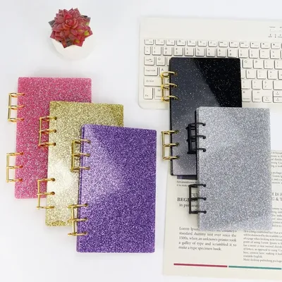 A6 Acrylic Loose-leaf Notebook Cover Glitter Transparent Binder Notebook Shell DIY Scrapbook Cover