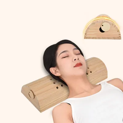Wooden Moxibustion Pillow Cervical Pillows Neck Waist Warm Massage Moxa Stick Burner Body Relax