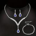 ensembles de bijoux de mariée 1 ensemble alliage de strass 1 bracelet boucles d'oreilles collier ensemble de bijoux élégant pour femme pour anniversaire de mariage invité de mariage