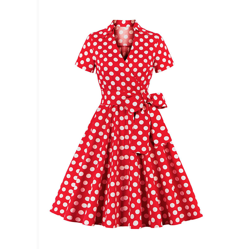 Retro Vintage 1950s Dress Swing Dress Plus Size Polka Dot Fancy Dress Women's Carnival Masquerade Daily Wear Bachelorette Party Adults' Dress Homecoming Dresses
