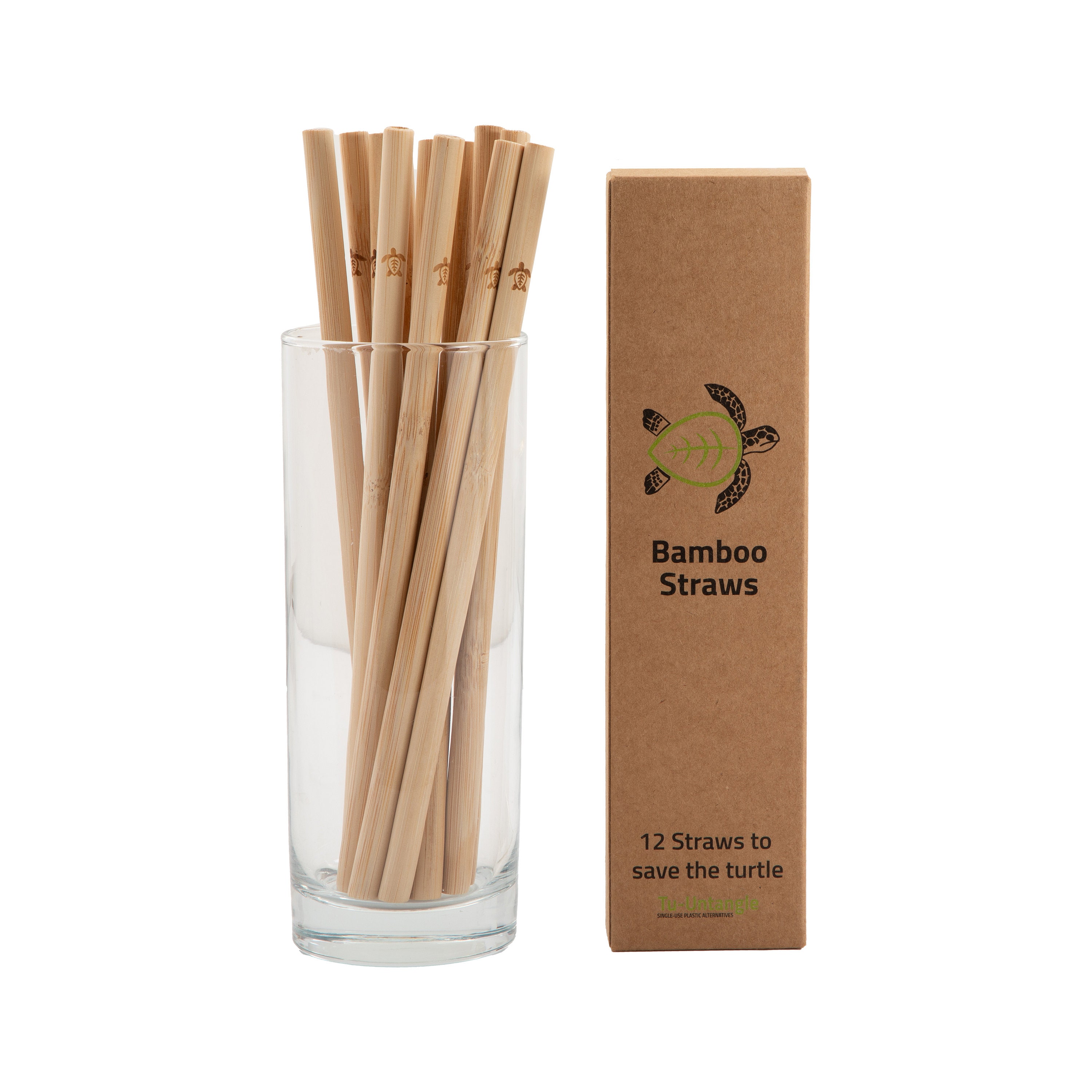 12 cannucce di bambù / Cannucce riutilizzabili ed ecologiche / Senza plastica con spazzola in fibra di cocco / Salva le tartarughe