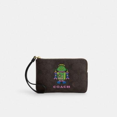 Coach Bags | Coach Robot Brown And Pink Wristlet With Vibrant Graphic Design | Color: Brown/Pink | Size: Os