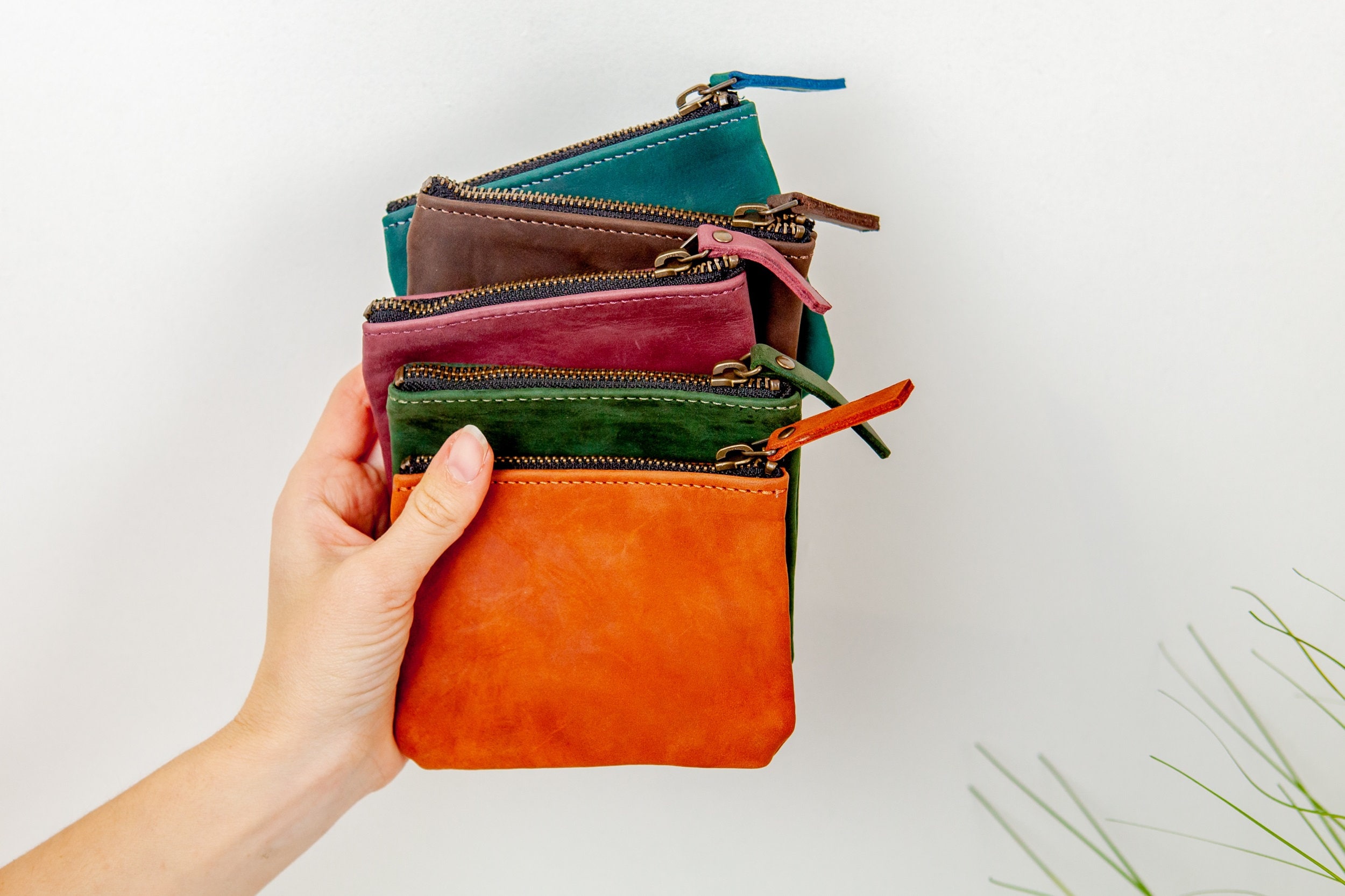 Pochette en cuir, pochette zippée, porte-monnaie en cuir, porte-monnaie femme, portefeuille porte-monnaie, pochette zippée en cuir, petite pochette zi