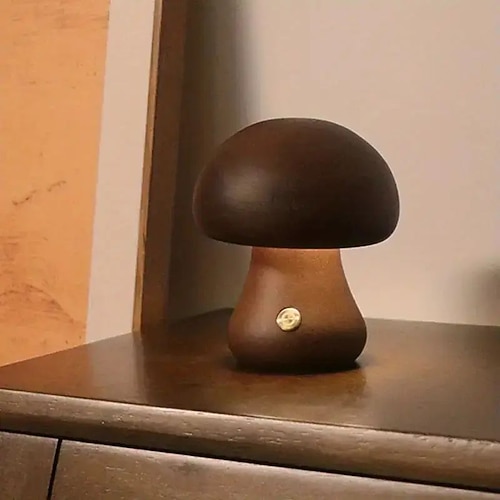 Dimmbare led pilz tisch lampe touch holz büro lampe usb aufladbare nachtlicht schlafzimmer home cafe büro dekoration geburtstag geschenk Image