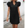 Damen Minikleid Casual kleid A Linie Kleid Basic Brautkleider schlicht Urlaub Party Arbeit Regular Fit Glatt Ärmellos V Ausschnitt Schwarz Rosa Grün Sommer Frühling