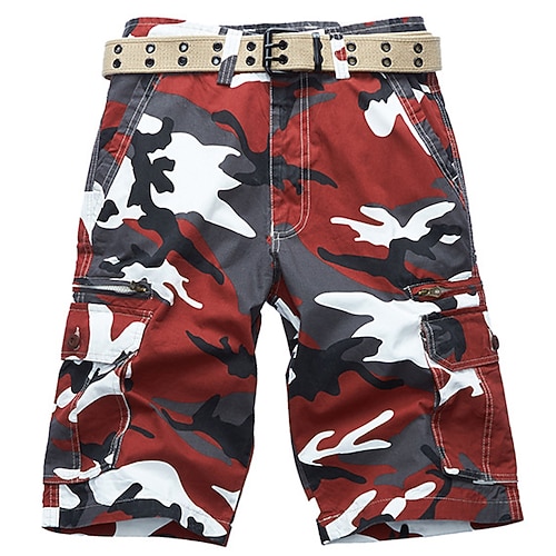 Herren Cargo-Shorts Shorts mit Camouflage-Muster Shorts Reißverschluss Mehrere Taschen Tarnung Komfort tragbar Knielang Lässig Täglich Ferien Sport Mode Weiß Armeegrün Image