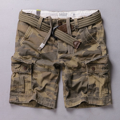 Herren Cargo-Shorts Shorts mit Camouflage-Muster Freizeitshorts Tasche Einfach Tarnung Komfort Atmungsaktiv Outdoor Täglich Ausgehen Mode Lässig Dunkelbraun Cachi scuro Image