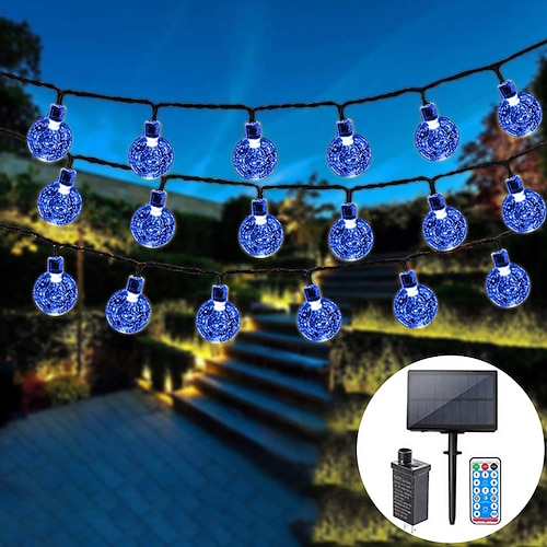 LED-Globus-Solar-Lichterkette, 10 m/20 m/30 m/50 m, wasserdichte Acryl-Außenlichter mit Fernbedienung, Plug-in für Weihnachtsferien, Partys,amp;Gartendeko EU/US Stecker Image