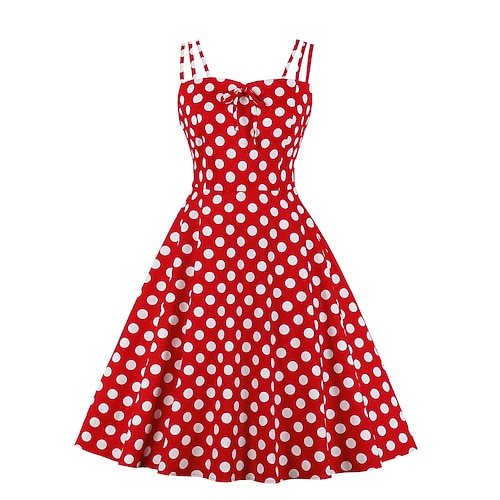 Retro Vintage 1950er Kleid Swing-Kleid Übergröße Tupfen Kostüm Damen Karneval Maskerade Alltagskleidung Junggesellinnenabschiedsparty Erwachsene Kleid Abschlussballkleider Image
