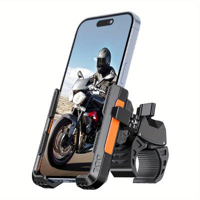 TEMU Abs Motorcycle & Bicycle Phone Holder - Fit With Adjustable , For 4.5- Smartphones, & Orange Design, Bike Phone Holder