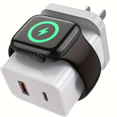 TEMU 20w Wireless Magnetic Charger, Pd 3-in-1 Fast Watch Charger, Dual Port Usb C Wall Phone Charging Plug