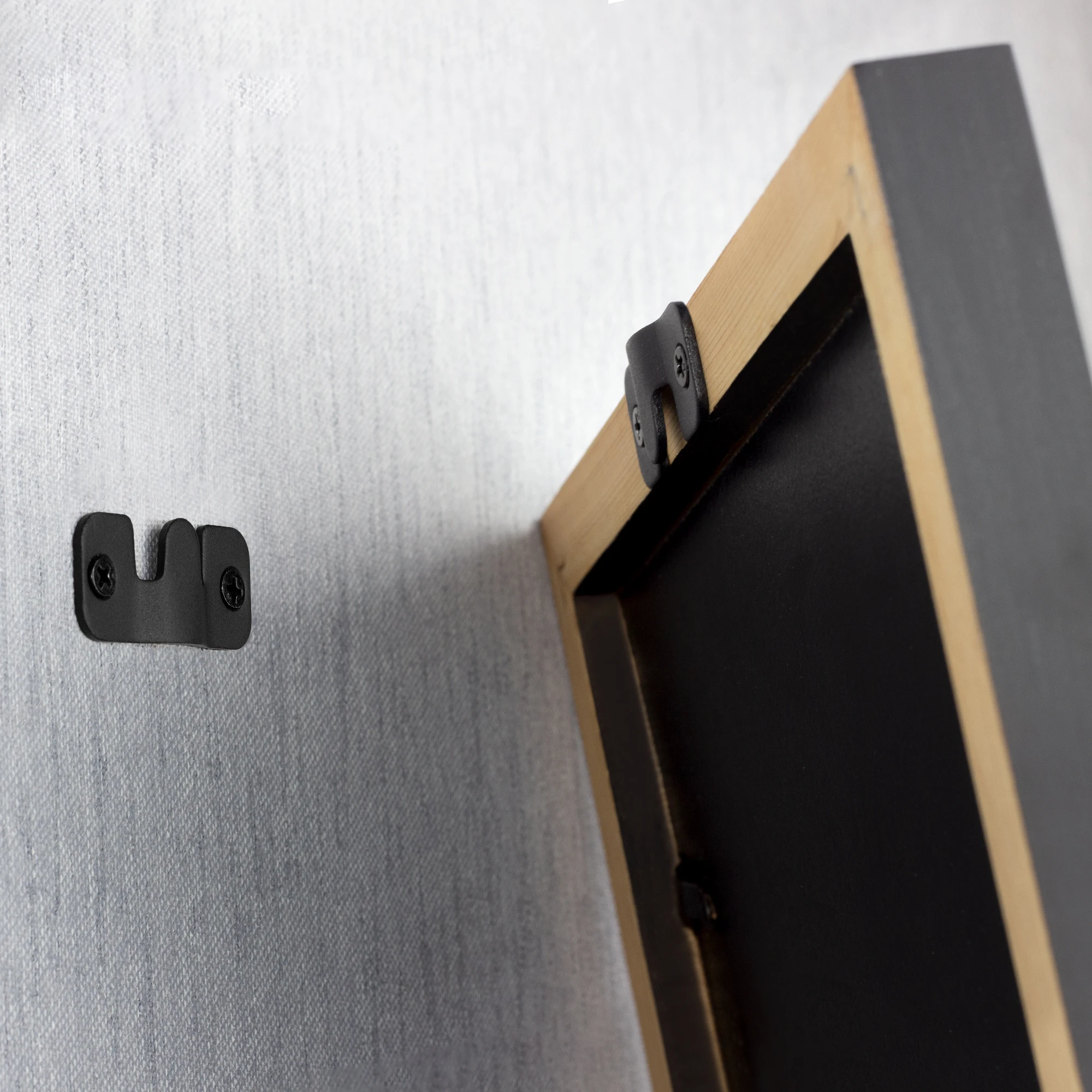 4 Stück Edelstahl Aufhängehaken für Bilderrahmen Schwarzer Spiegel-Fotorahmen-Haken Image