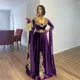 Purple Moroccan Caftan Formal Evening Dresses A-line 3/4 Sleeves Appliques Prom Dresses Arabic Party Dresses Customized
