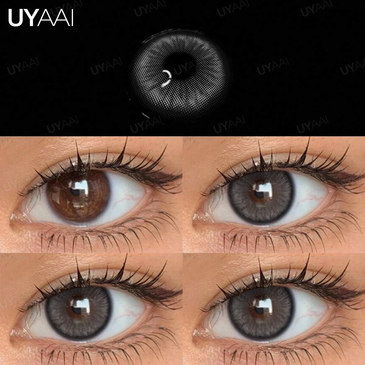 UYAAI 1 Paar graue Linsen, natürliche farbige Kontaktlinsen für Augen, koreanischer Stil, modische Linsen für Frauen, blaue Augenlinse, Farbkons Image