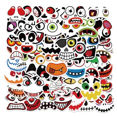 50pcs glücklich Halloween Horror großen Mund Spaß Muster Aufkleber Harajuku ästhetischen Laptop Image