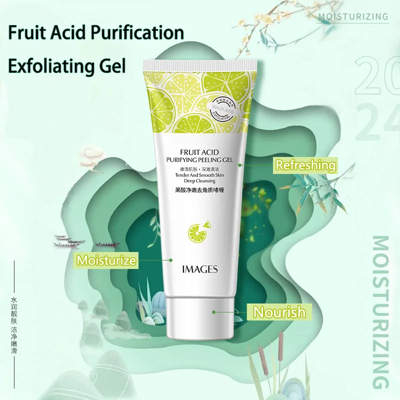 Gel peeling all'acido di frutta naturale Crema scrub detergente per il viso Pulizia profonda Idratante Nutriente Detergente viso delicato Cura della pelle
