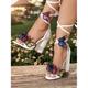 sandali con tacco alto decorati con farfalle nere per donna – design con lacci e cinturini, dettagli colorati a farfalla, perfetti per feste, matrimoni e occasioni speciali