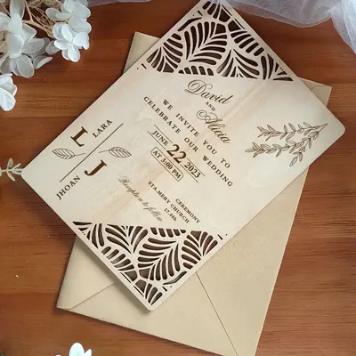 Laser Cutting Engraving Wooden Invitation,Personalized Custom,Graphics/Text Can Be customized,Make