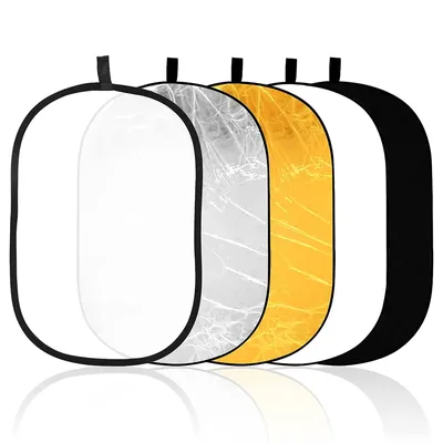 90x120cm 5-in-1 Portable Large Light Reflectors Photography Collapsible Oval Photo Light Reflector