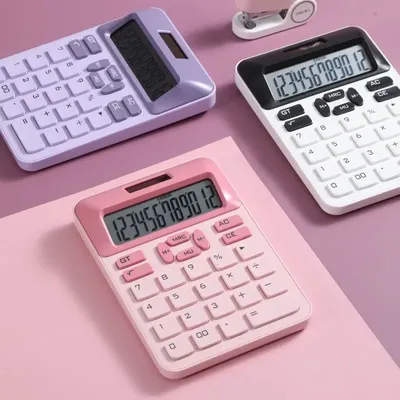 12-Digit Large LCD Display Calculator Standard Function Calculator with Solar & Battery Dual Power