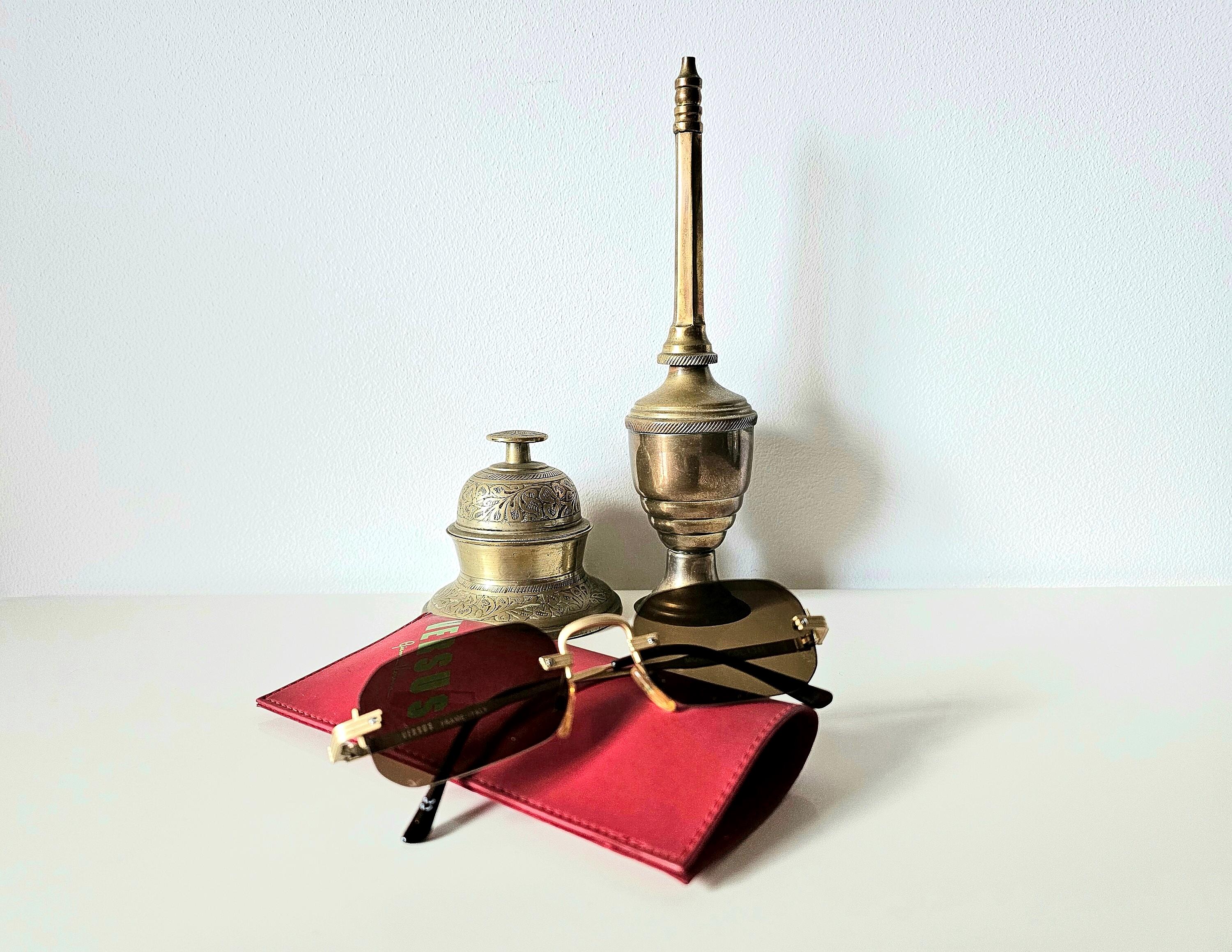 Versace Versus rari occhiali da sole vintage originali E92 Italia lenti marroni - unisex