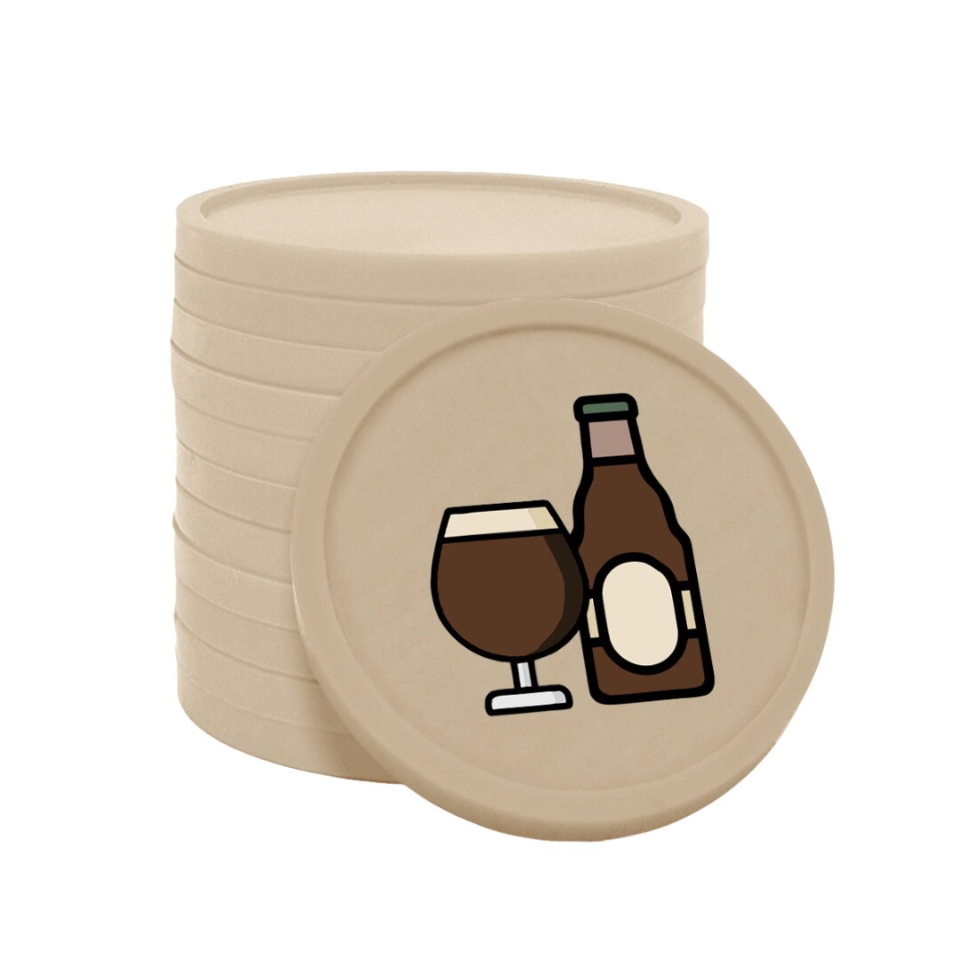 CombiCraft Kunststoff Wertmarken Chips Bierflasche und -Glas in Beige- 100 Stück - Ø29 mm Image