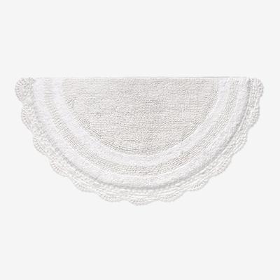 Half Round Reversible Crochet Bath Mat by BrylaneHome in White