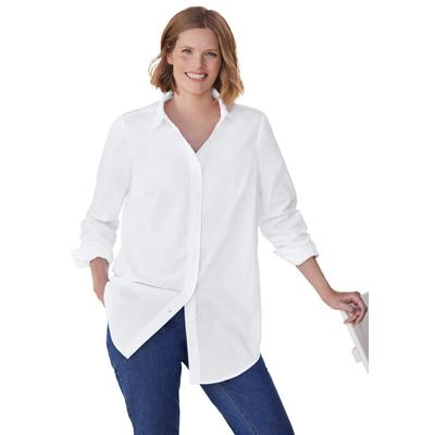 Plus Size Women's Perfect Long Sleeve Shirt by Woman Within in White (Size L)