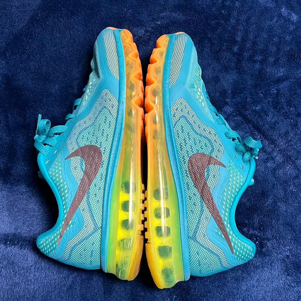 Nike Shoes | 2014 Nike Airmax Rainbow Neon Shoes No Signs Of Wear Men’s 8 Women 9.5 | Color: Blue/Orange | Size: 8
