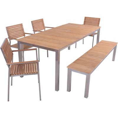 Garten-Essgruppe GARDEN PLEASURE "DALLAS/DENVER Set 02", silber (silber, braun), Sitzmöbel-Sets Image